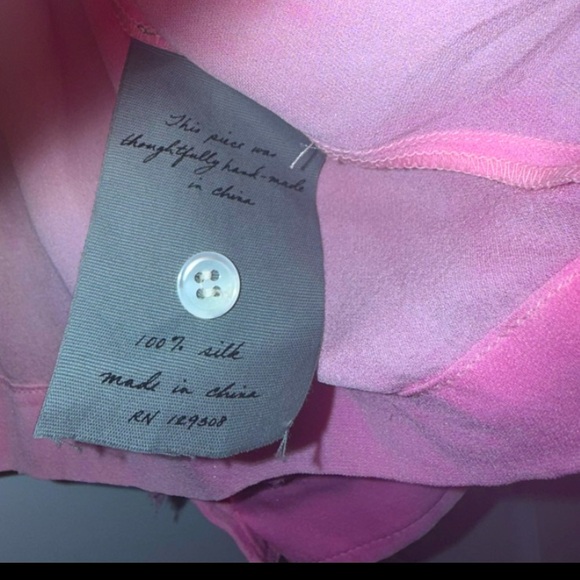 raquel allegra victorian ruffle blouse 100% silk tie dye pink chartreuse 00 XS - Picture 7 of 14